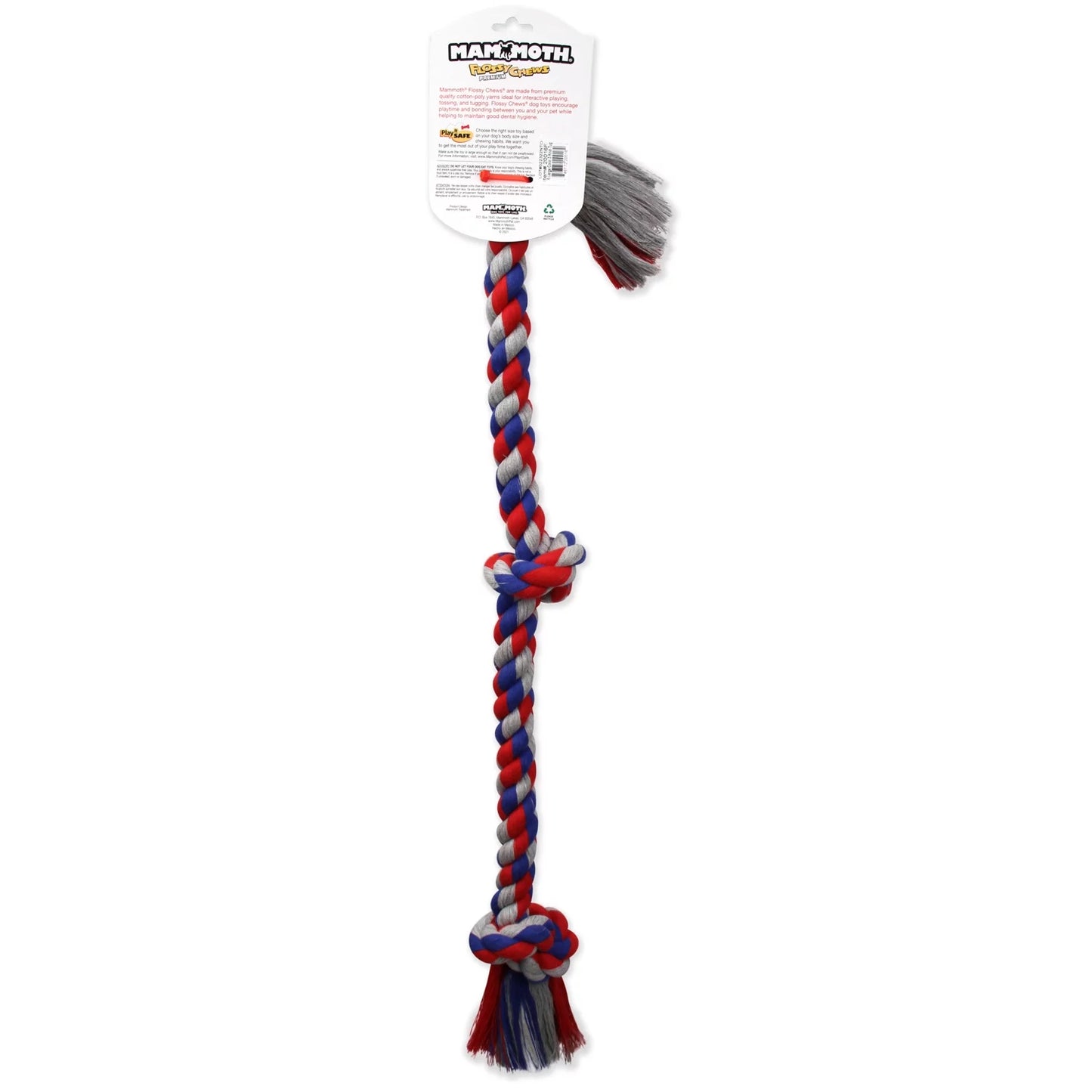 Flossy Chews Cottonblend Bone Rope Dog Toy, Colossal, 19", Assorted Colors