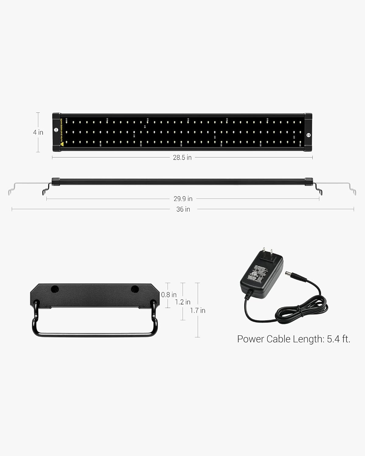 Classicled Aquarium Light, Fish Tank Light with Extendable Brackets, White and Blue Leds, Size 12 to 18 Inch, 6 Watts